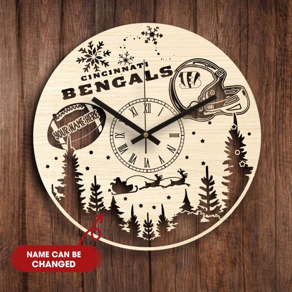 Customize Your Name With Christmas CIBE Wooden Wall Clock CL003 Version 2 NF