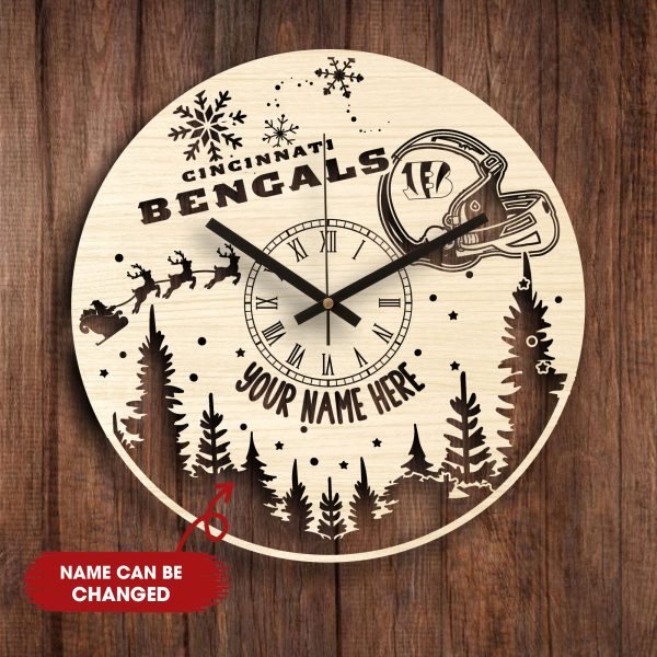 Customize Your Name With Christmas CIBE Wooden Wall Clock CL003 NF