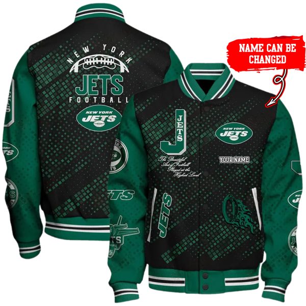 Customize Your Name With NYJ Button Down Baseball Jacket Version 4